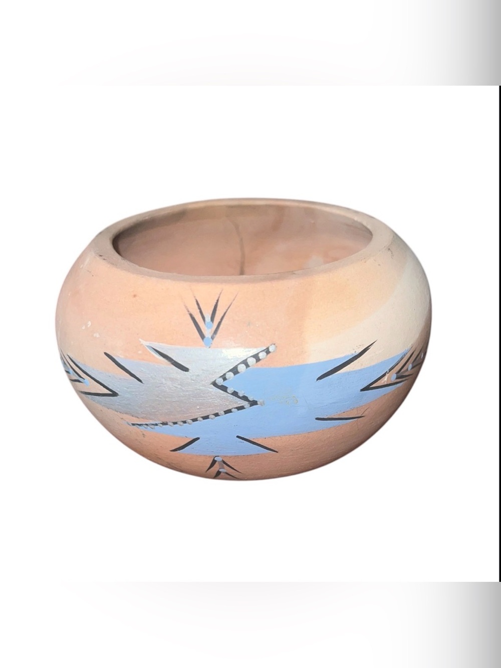 VTG 1997 Cherokee Signed Pottery Bowl Native American Hand Painted 4-1-97